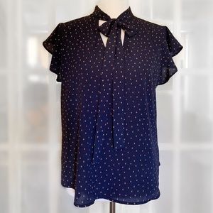 Sweet Wanderer Navy Flutter Blouse